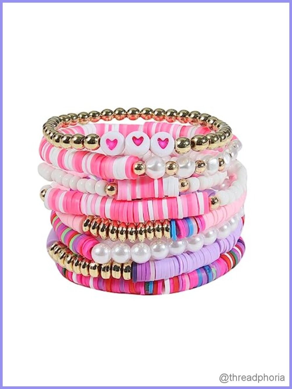 Bohemian Love Heart Bead Bracelets for Women Vinyl Disc Heishi Surfer Stackable